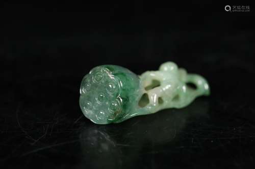 Jade lotus carving, natural cui cui lust drops, three-dimens...