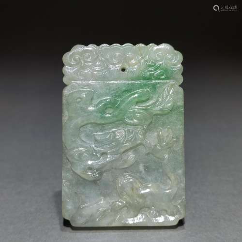 Natural jade dragon old pageSize: 3.8 * 5.8 * 0.9 cm 53 g.