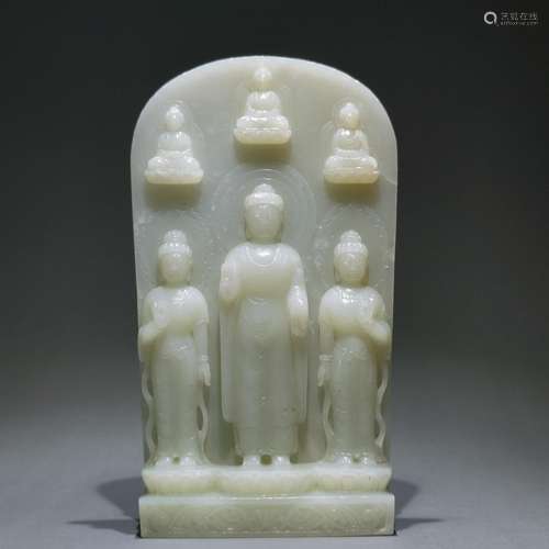 Hetian jade whole carving three SAN fermin furnishing articl...