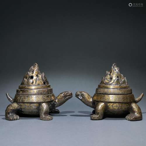 Generation of a pair of double turtle boshan ship of gold or...