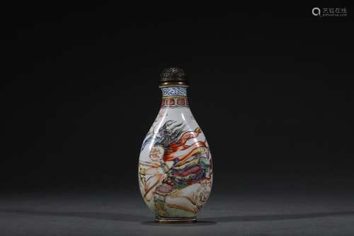 Stories of painted enamel snuff bottleSize: 3.7 * 2.2 * 7.7 ...