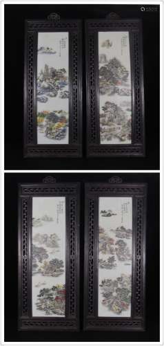 Later, annatto embed porcelain plate painting four screenSiz...