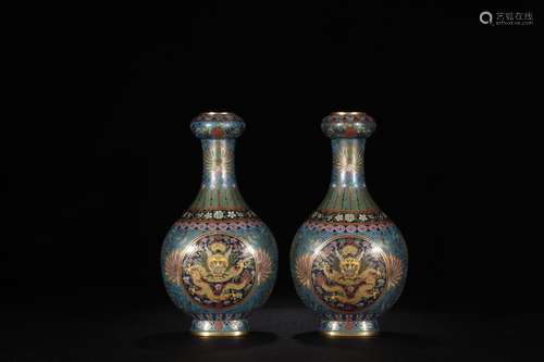 : - design a pair of cloisonne dragon onionSize: 21.5 cm wid...