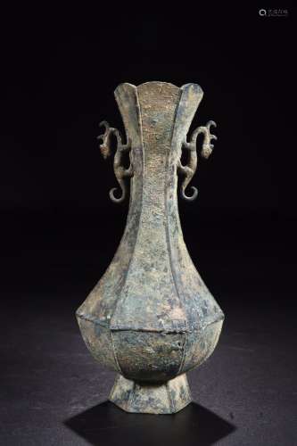 W number 4280Zen: bronze vase ssangyong's earsSize: 24 c...