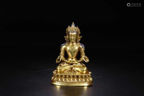 W number 4099: copper and gold tara's statueSize: 16 cm ...