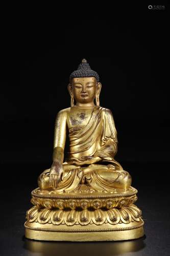 W number 4136: copper gilding, shakyamuni Buddha statueSize:...