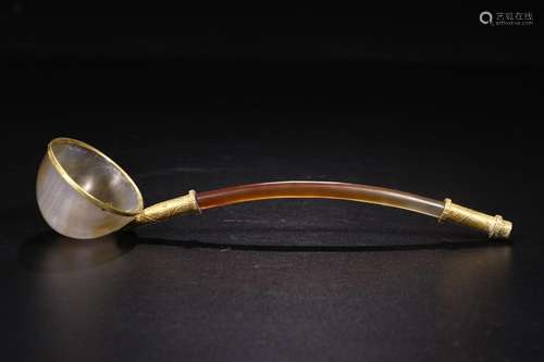 W number 4130: agate scoop of plated with goldSize: length o...