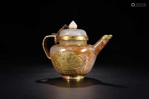 W number 4051Ewer: candy agate round chisel carved flower pa...