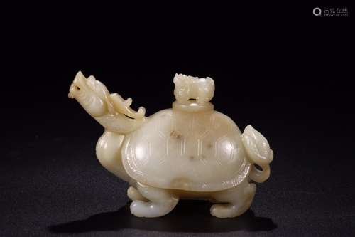 : hetian yu-long bai turtle water jarSize: length 11 cm wide...