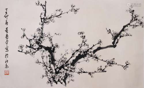 CHINESE SCROLL PAINTING OF PLUM BLOSSOMMINGS SIGNED BY DONG ...