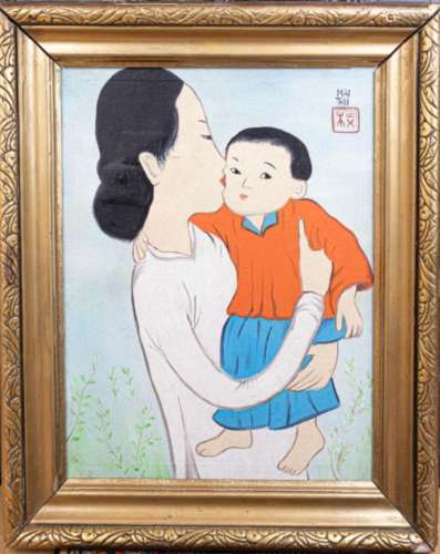 MAI TRUNG THU 1906-1980 VIETNAMESE FRENCE OIL PAINTING ON CA...
