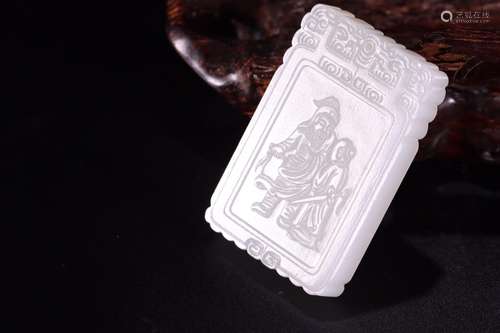 Hetian jade, brand6.4 cm long, 4.1 cm wide. 1 cm thick, weig...