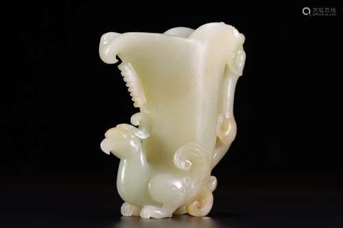 Hetian jade in extremely good fortune grain cupHigh 11.7 cm,...