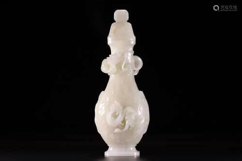 Wait hetian jade aniseed carved Chi dragon bottle29.3 cm hig...