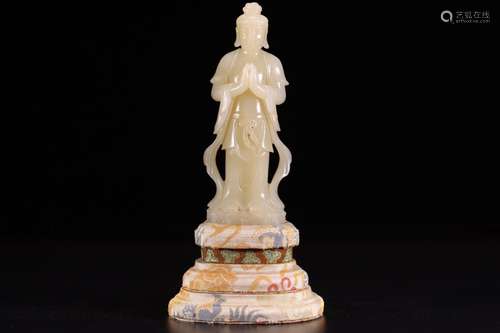 Hetian jade Buddha stands resemble furnishing articlesArrang...