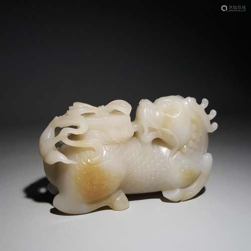 Hetian jade kirin to send booksSize: 7.8 * 13.1 * 5.2 cmWeig...