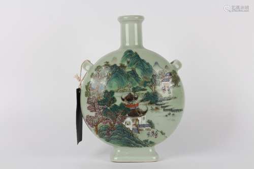 - pea green glaze pastel landscape double system on bottles2...