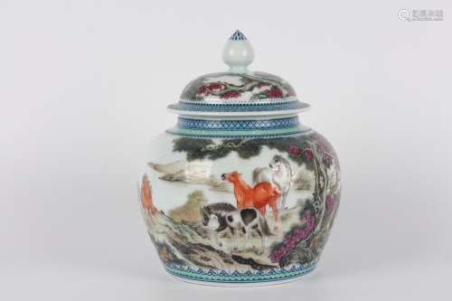 The beasts eight jun enamel caddy17 cm high, diameter 8.5 cm...