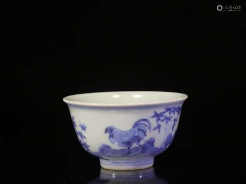 . Blue and white decorative hand-painted teacupSize: 4.6 cm ...