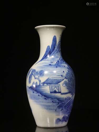 Blue and white landscape pattern. d-painted bottleSize: high...