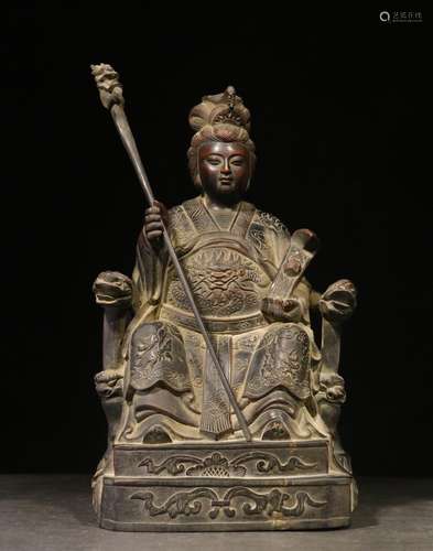 .Old boxwood hand-carved mazu statue furnishing articlesSize...