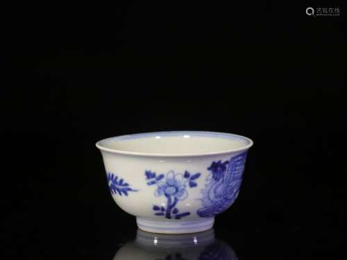 d-painted blue phoenix grain tea cupsSize: 4.3 cm high, 7.2 ...