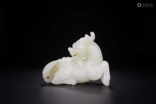 Hetian jade kirin furnishing articlesSize: 9 x4. 1 x6. 7 cm,...