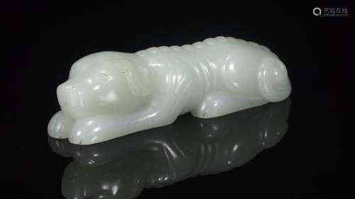 Lie: hetian jade dog furnishing articlesLong and 2.8 cm wide...