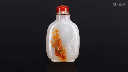 The bird patterns, agate color opportunely Pi snuff bottlesL...