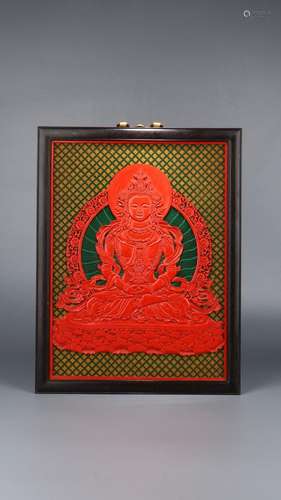 : carved lacquerware guanyin wall hanging43 cm long 33 cm wi...