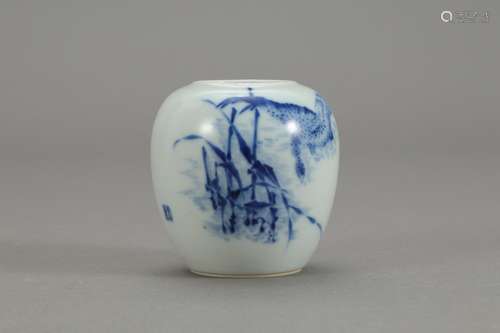 Blue and white geese, "may WenWu have lent" reed w...