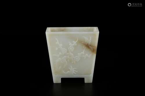 Hetian jade sijunzi sifang brush potSize: 9.5 9.5 cm wide he...