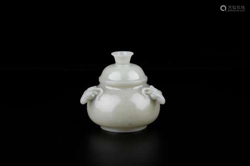 Three sheep ear cover furnace, hetian jade12 13 cm wide size...