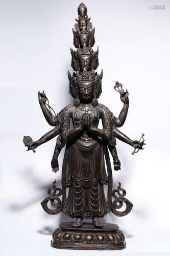 Guanyin stands resemble: copper on eight arm8.8 kg 28 CM hig...