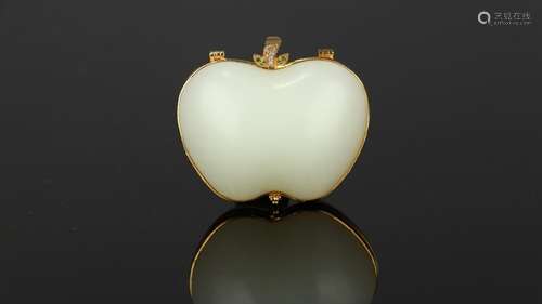 : hetian jade apple pendant plated with goldLong and 3.5 cm ...