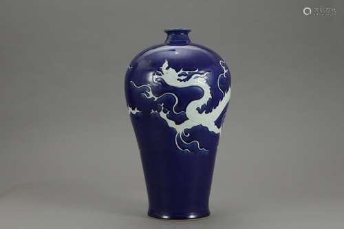 , blue glaze pile of white dragon grain mei bottlesSize: hig...