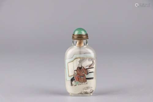 Snuff bottles: stories of crystal triangle flowers pattern c...