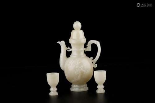 , hotan white jade the plum and the bamboo grain ewer, best ...