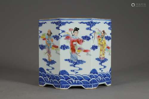 , "" blue and white enamel 8 x 8 brush potSize: 12...