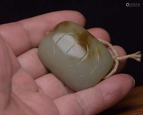 Chinese Hetian jade carved Feng Shui sacrifice turtle shell ...