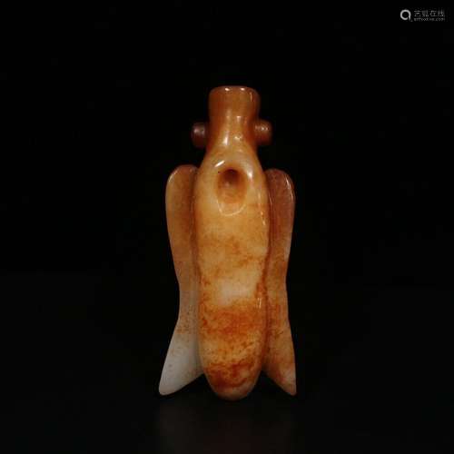 Ancient China Hetian Old jade carved lucky animal cicada sta...