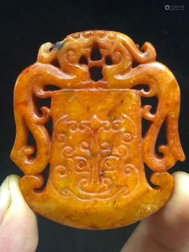 China Hongshan Culture old jade Word yubi bi sacrifice statu...