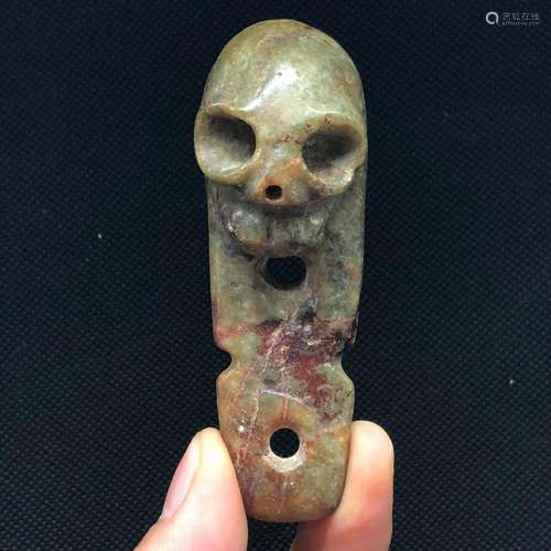 China Hongshan Culture Old Jade Carving Skull Skeleton Head ...