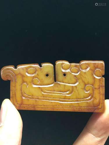 Chinese Hongshan Culture Old Jade Carving Lucky Yubi Yu Bi A...