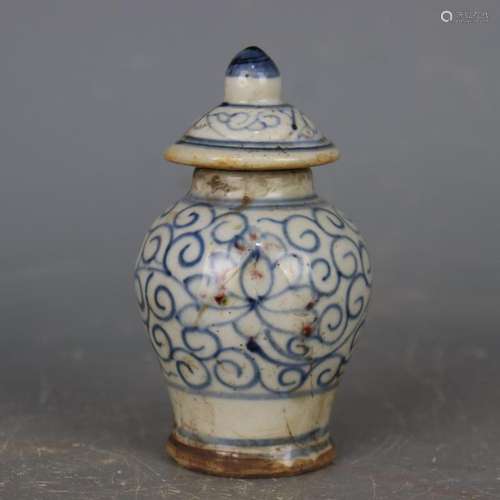 Chinese Blue and White Porcelain Pot Qing Tongzhi Lotus Patt...