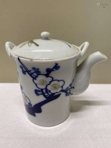 Antique Chinese Fine Porcelain Individual Teapot w Cherry Bl...