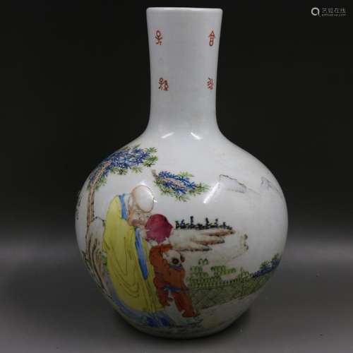 Chinese Famille Rose Porcelain Qing Guangxu Longevity God Pa...