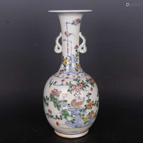 Chinese Blue and White Porcelain Qing Guangxu Colored Flower...