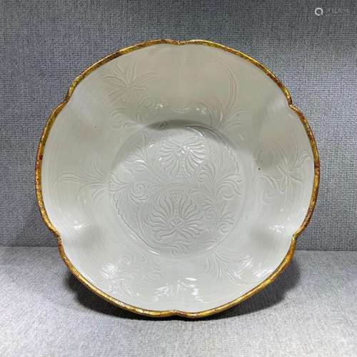 A Chinese porcelain Ding kiln purple & white glaze drago...