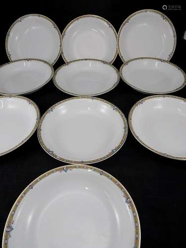 SET of 10 ANTIQUE D.E McNicol Liverpool SOUP BOWLS 8" P...